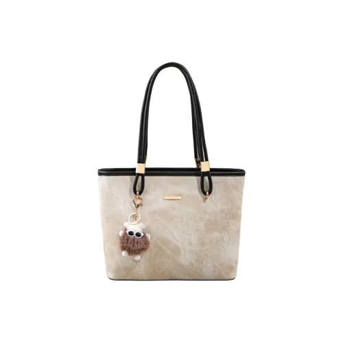 DIFFERENT FACES Кожа Тоут Сумка Сумка для покупок Сумка на плечо Женская Бежевая и Черная