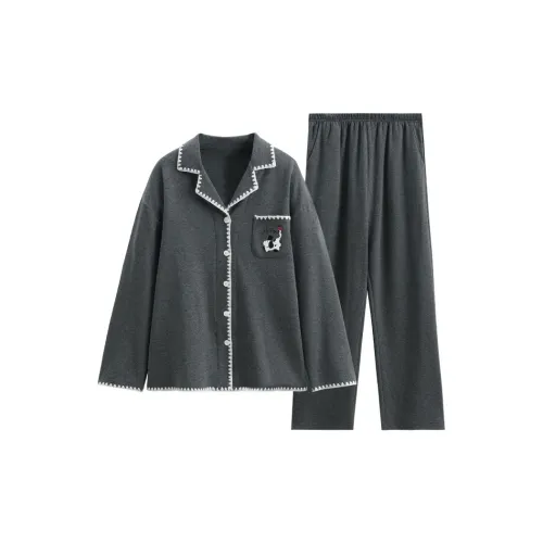 TLXT Dark Photinia Gray Women's Pajama Sets TLXT Темный Фотиния Серый Женские Пижамные Комплекты