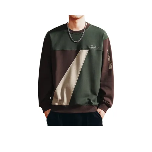 GELANLU Зеленый и Темно-коричневый Унисекс Свитшоты