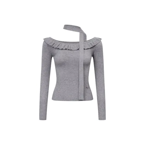 Ariseism С рюшами на подоле Халтер Off The Плечо Длинный рукав Т-рубашка Для Женщин Облегающий крой Топ Женские