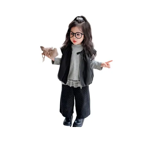 Hua Le Ji Черный Трёхкомпонентный Набор Для Дошкольников Повседневная Спортивная Одежда