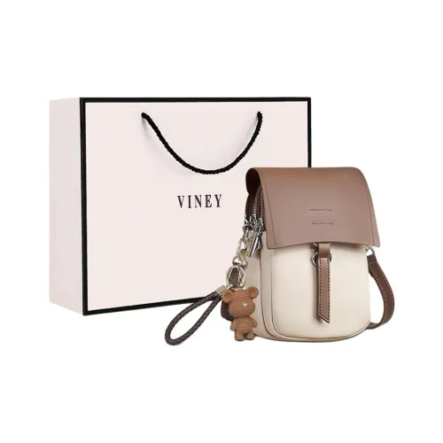 VINEY Сумка через плечо из коровьей кожи с чехлом для телефона маленькая белая и кофейного цвета