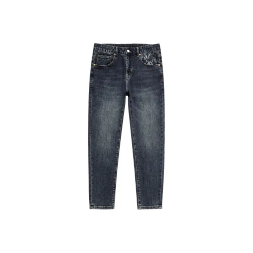 KM Синий Унисекс Джинсы