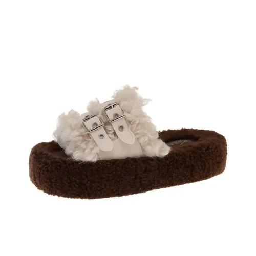 WUJI Резиновый Платформа FLUFFY Тапочки Для Женщин Женские