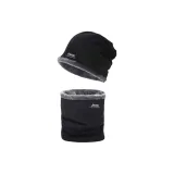 Флисовый комплект 2 - черный [двухслойная шляпа + прямой крой шарф]