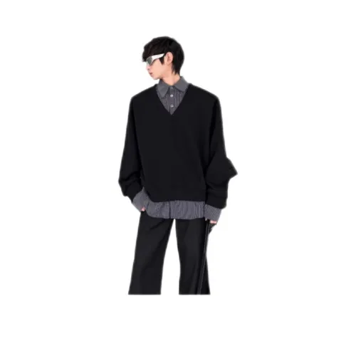 NRXX Мужская одежда Эксклюзивный дизайн Fake 2 шт Пэчворк Толстый топ Свободный крой Casual Fashion Премиум Свитшот Мужской