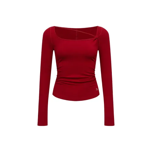 Ariseism Дизайн Фокусированный V-образный вырез Длинный рукав Женский Осенний Облегающий крой T-рубашка Женская