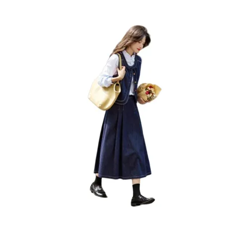 Still quiet Джинсовый синий Женские Комплекты с юбкой