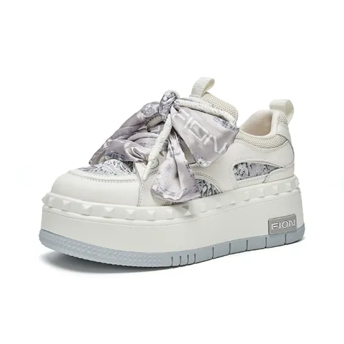 FION Скейтборд Кроссовки Низкие Бежево-Серые Женские