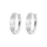 Серьги-гвоздики ярко-серебристого цвета с белым цирконом (1 пара)