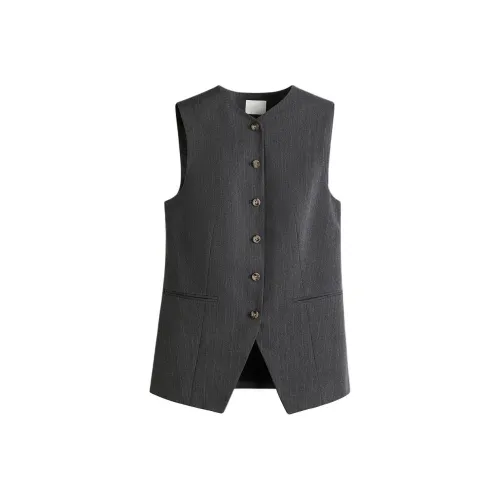 H M Темно-серый Полоска Женские Жилеты