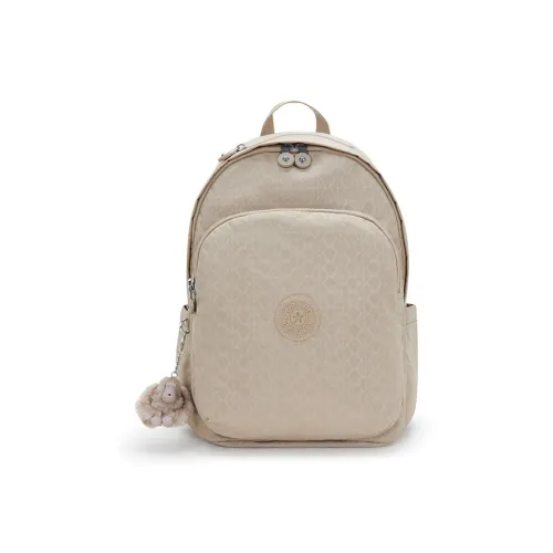 Kipling Ткань Рюкзак Большой Женский Бежевый Монограмма