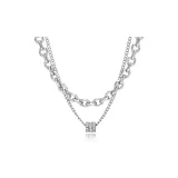 [White Diamond] Маленькая круглая подвеска, цепочка для слоев