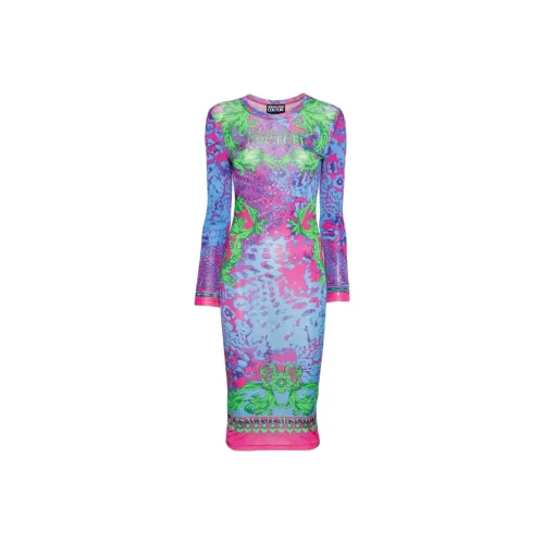 VERSACE JEANS COUTURE SS24 Длинное платье с длинными рукавами женское многоцветное
