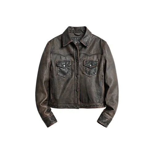 MCS Темный кофейный W8 Женские кожаные куртки