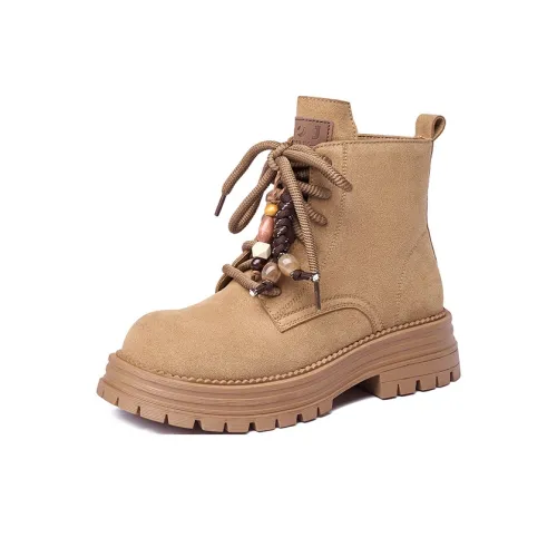 JOSINY Винтаж Повседневный Желтый Ботинки 11,5 см Мартин Ботинок Низкий Каблук 4,5 см Женский