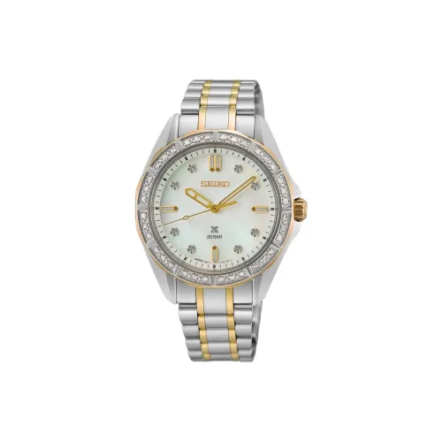 SEIKO Prospe Кварцевый механизм нержавеющая сталь ремешок 34 мм женские часы цвет циферблата жемчужная раковина