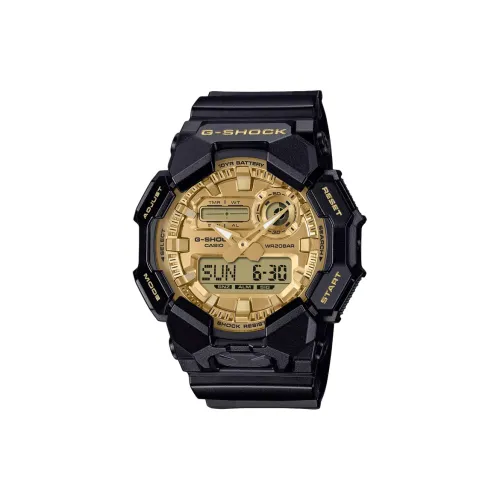 CASIO GA 010 Collection Кварцевый механизм Смольный ремешок Часы унисекс Золотой циферблат