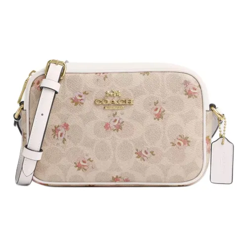 COACH Jamie Покрытый холст Camera Сумка Сумка через плечо Мини Женские Золотой Песочный