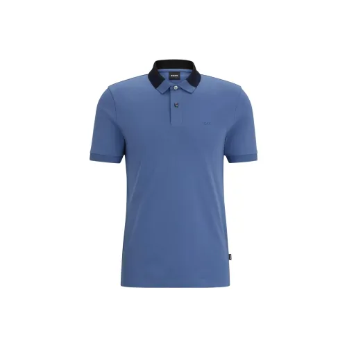 Hugo Boss FW23 Interlock Cotton Slim Fit Polo T-Shirt Men's Blue Хуго Босс FW23 Interlock Cotton Slim Fit Поло T-Рубашка Мужская Синяя