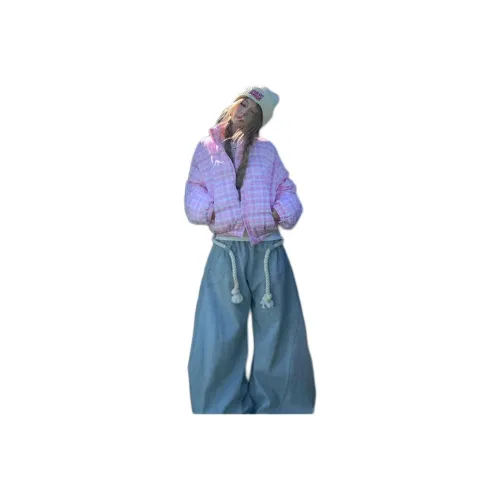 LAKESI Розовый Клетчатый Женский Пуховик