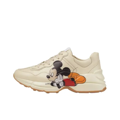 Disney Rhyton x GUCCI Rhyton Low Топ Толстоподошвенные кроссовки Женские Бежевый Красный Черный