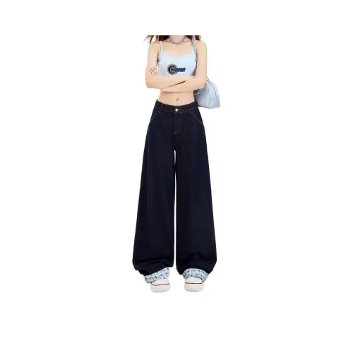 UOOHE Темно-синий женский джинсы