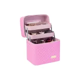 628 Вышитый Клетка Двухслойный Розовый