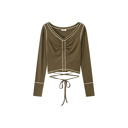 CHUU Горчичный зеленый Женские T-рубашки