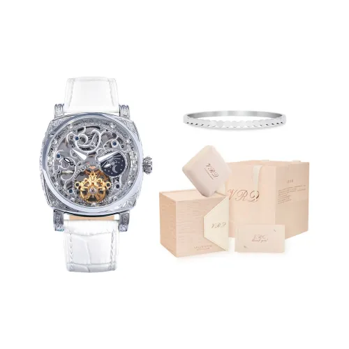 VRQ Windsor Watch BW4 Механический механизм Коровья кожа Ремень Часы Женские часы Черепный циферблат