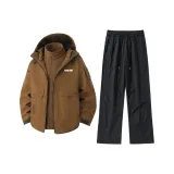 Облачно-коричневый топ + черные штаны