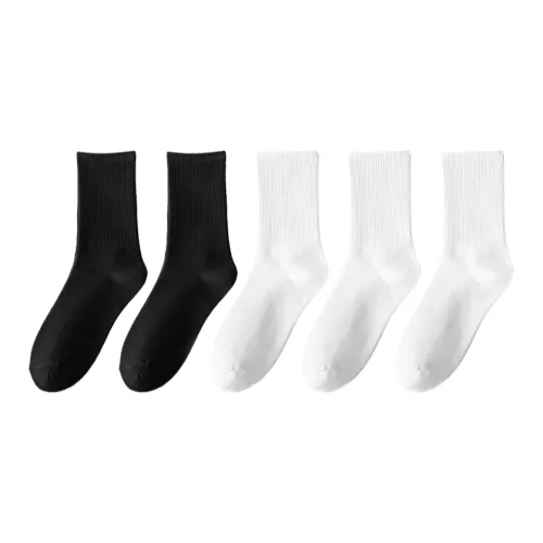 MADALLO [5 пар] 2 черных + 3 белых мужские носки MID до икры