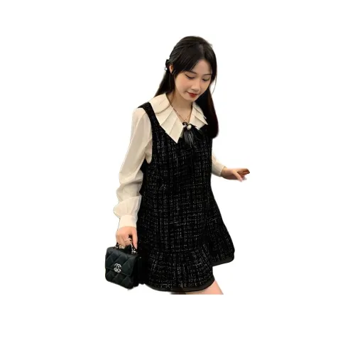 OURUOKE Рубашка + Сарафан (Комплекты одежды с галстуком-бабочкой) Женские юбочные комплекты