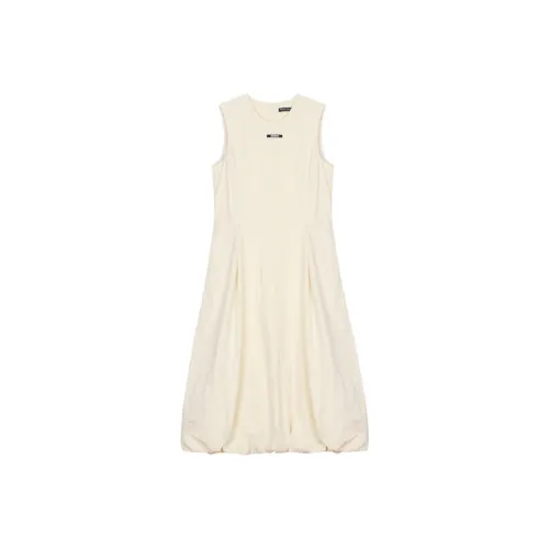 Nick Nicole FW25 BALLOON Сleeveless Длинное Платье_BUTTER CREAM Сleeveless Платье Женское