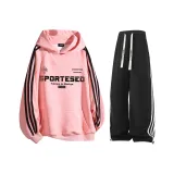 Розовый черный полосы топ + черный K