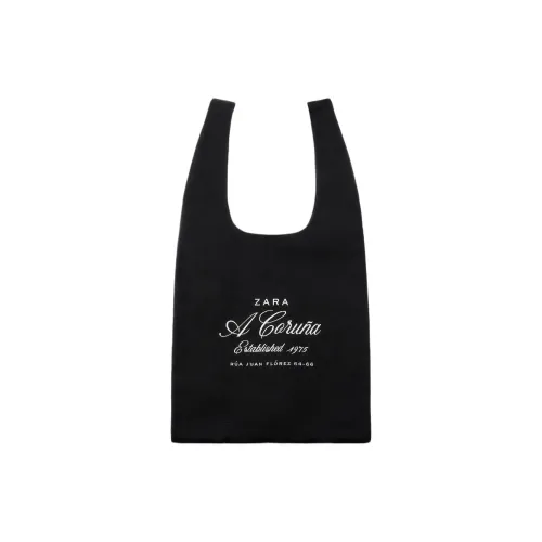 ZARA Хлопок Тоут Сумка Сумка для покупок Сумка Женская Черная