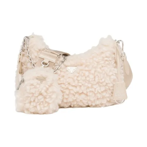 PRADA RE Edition Овчина Сумка через плечо Мини Женская Бежевая