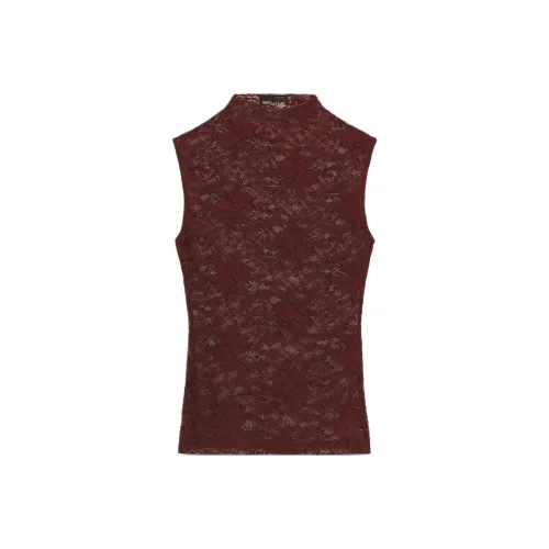 ZARA Женские майки темно-красного цвета