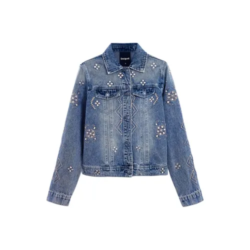 Desigual Джинсовые куртки из среднего синего денима для женщин