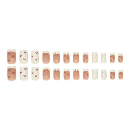 ZHENYUE R863 Cut Out Сердце Клей On Французский False Nail MID Длина MID Высота Розовый Однотонный