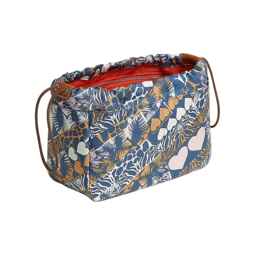 HERMES Fourbi Шелк с Коровьей Кожей Клатч Женские Морской Синий Buzz Зеленый Олень Цвет