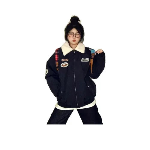 OURUOKE Темно-синий женский пуховик