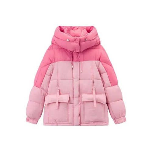 ETSE Розовый Многоцветный С капюшоном Хлопковый пуховик Женские пуховики (пуховики)