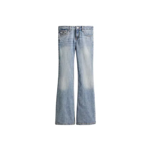 H M Washed Denim Blue Women's Jeans H M Вымытые Джинсы Синий Женские