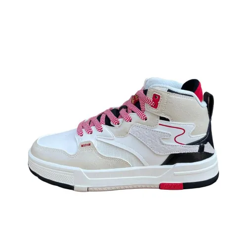 Erke Slip-resistant Abrasion-resistant High Top Skateboard Shoes Женские Белые Красные