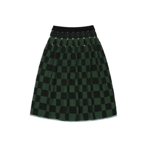 YANYAN KNIT Check Плиссированный Midi Повседневный Длинный Юбка Женские