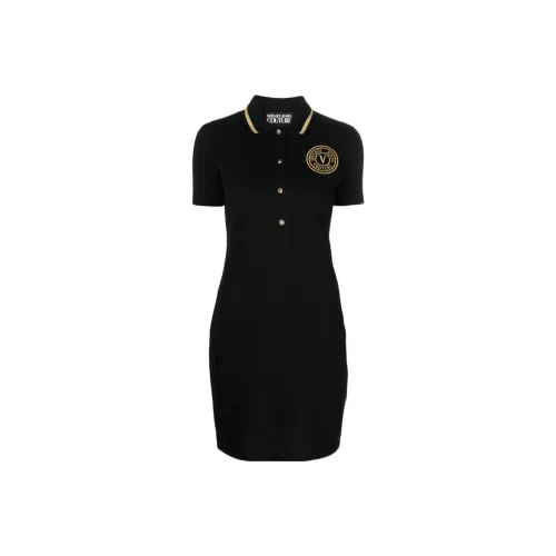 VERSACE JEANS COUTURE Короткое платье с короткими рукавами женское черное