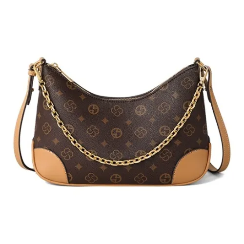 PESASRIE Сумка через плечо из синтетической кожи женская кофейного цвета