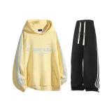 Кремовый Желтый Синий Полосы Топ + Черный K