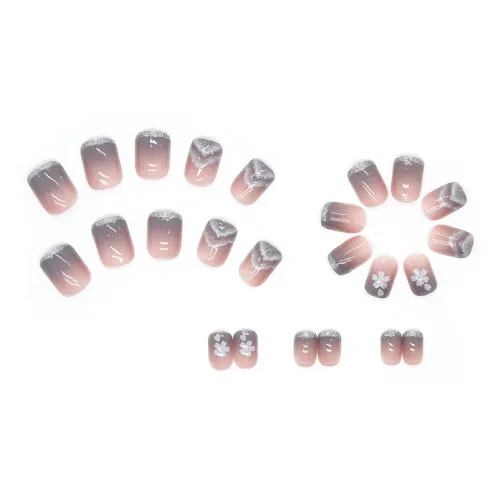 ZHENYUE R534 Градиентный Cloud Mountain Клей Версия False Nail Овал Укороченный Розовый Телесный